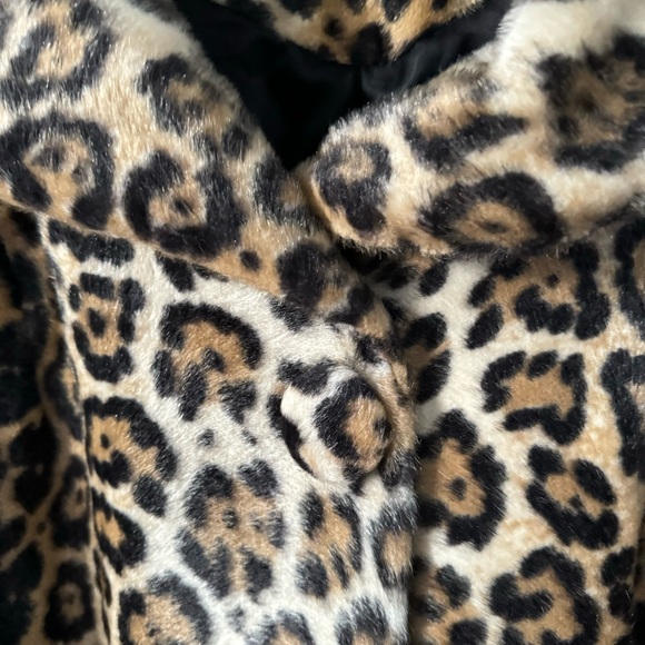 Vintage Leopard Print Faux Fur Coat Womens XL 18 Retro Animal Print Jacket - Picture 8 of 11